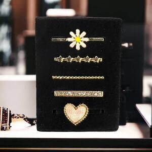 5 Piece Gold Daisy N Hearts Watch Band Charm Set